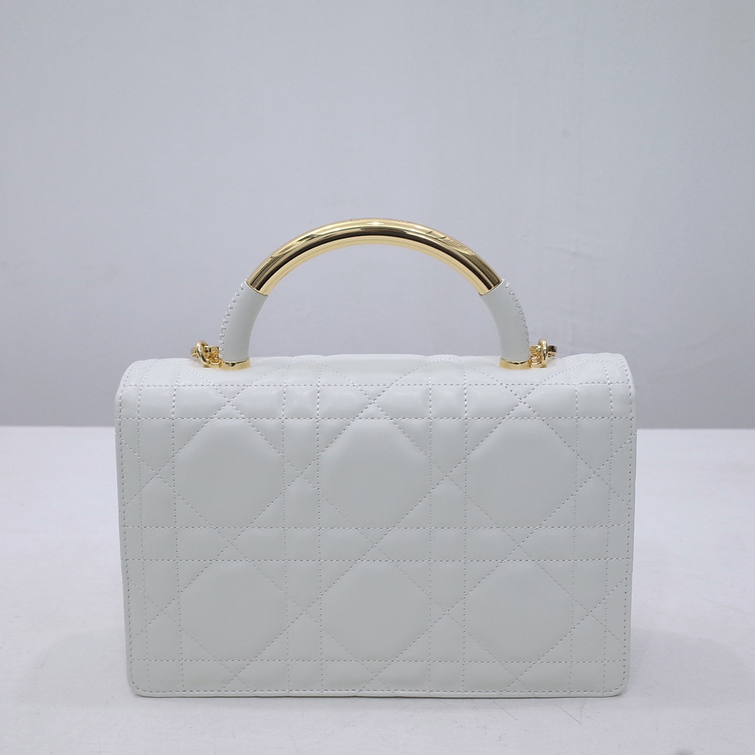 Medium Dior Ange Bag White Macrocannage Lambskin